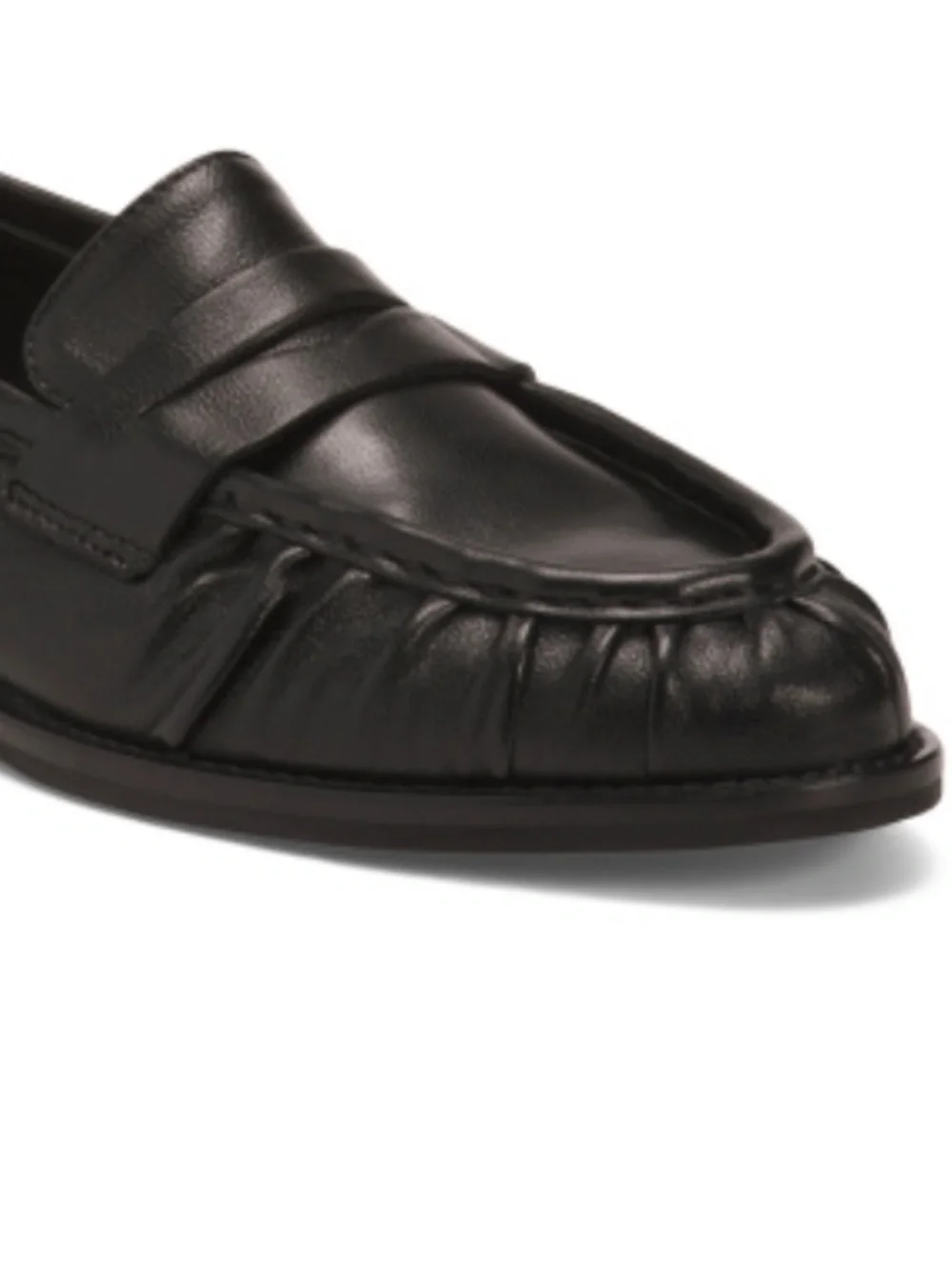 NWT Made In Italy Nappa Leather Stitched Toe Box Penny Loafers With Lining